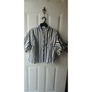 A New Day Ruffled Womens Button Up Cropped Coquette Preppy Size Medium